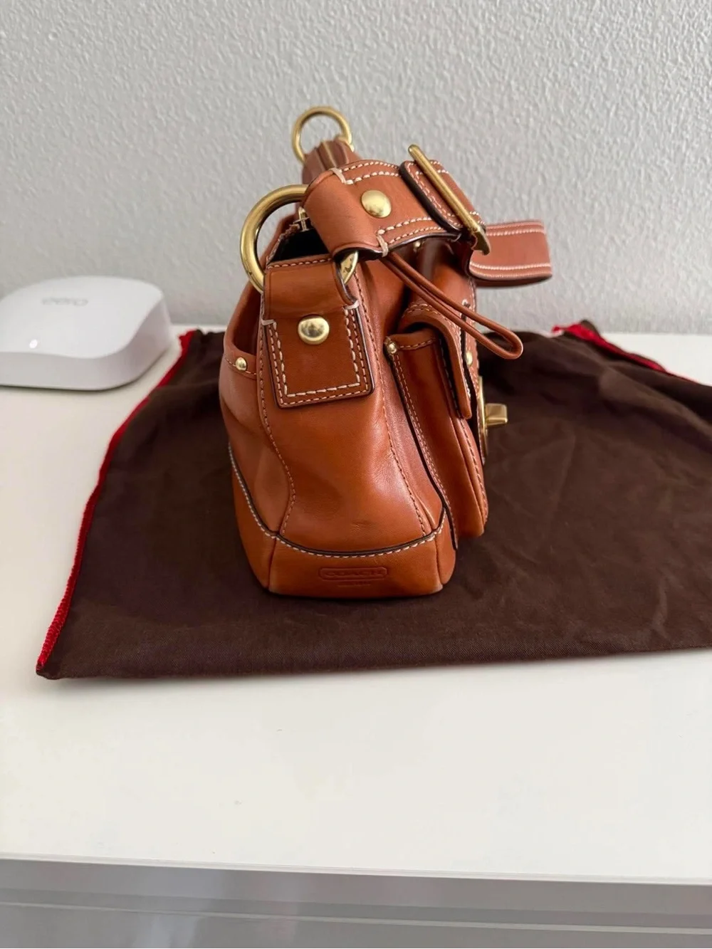RARE Vintage Coach Legacy Turnlock Shoulder Bag Whiskey Leather Mint F12868